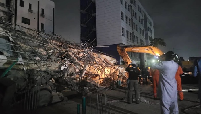Three people have died and four rescued after a building under construction collapsed in Yaba, Lagos. Emergency responders continue search operations.